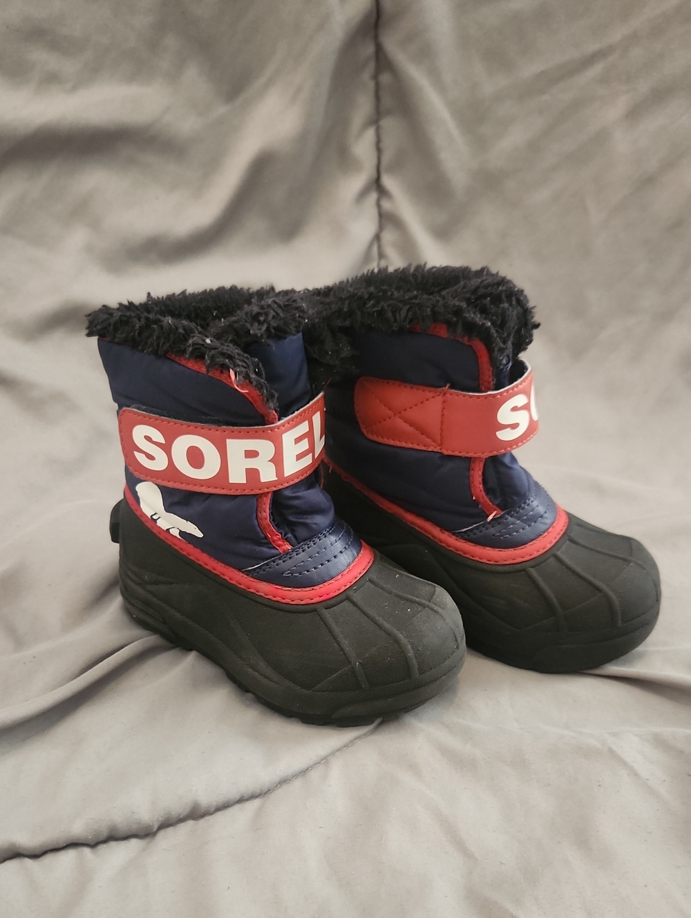 Sorel Navy & Red Insulated Kids Snow Boots